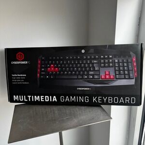 CyberPowerPC Multimedia Gaming Keyboard LED Illuminated Tactile Membrane USB